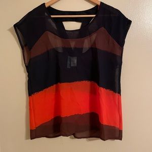Sheer color blocking shirt